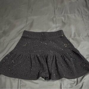 QUEEN OF SPARKLES Black Sequin Tiered Mini Skirt